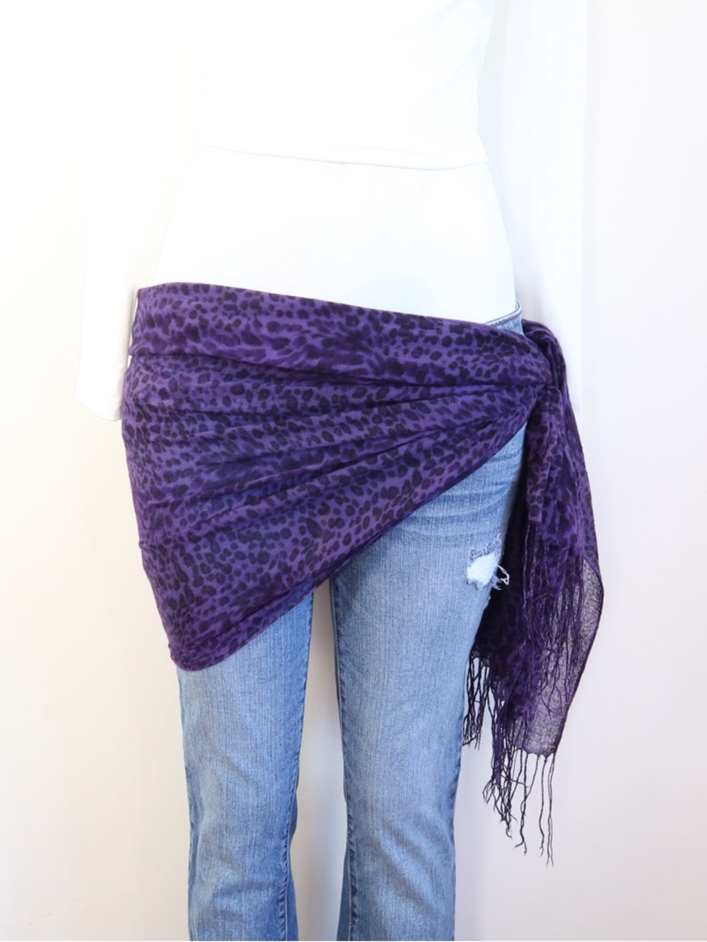 Purple Animal Print Lightweight Shawl Scarf - Women Accessories